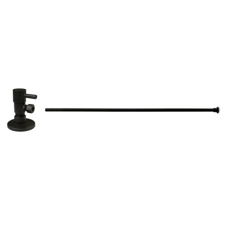 WESTBRASS Brass Toilet Kit 1/4-Turn Round Angle Stop 1/2" Copper x 3/8" Comp in Oil Rubbed Bronze D105QRT-12